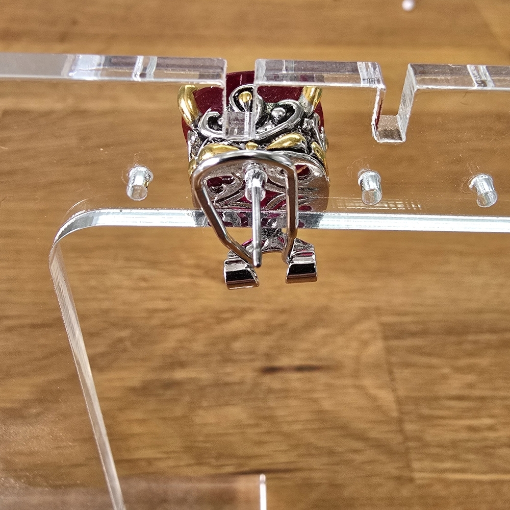 Ruby Rhinestone Pendant And Earring Set - image 8